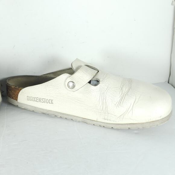 Birkenstock Men's Boston EU43 US10 White Leather Closed Toe Mules Clogs - Picture 6 of 16